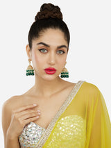 Women's Green Cluster Beads Drop Dazzling Austrian Diamonds Traditional Jhumki Earring-ZPFK18077