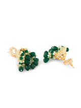 Women's Green Cluster Beads Drop Dazzling Austrian Diamonds Traditional Jhumki Earring-ZPFK18077