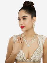 Women's Gold Tone Dazzling Stones Austrian Diamonds Layered Necklace Earring and Ring