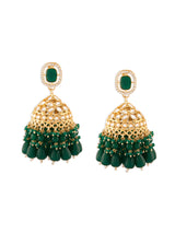 Women's Green Cluster Beads Stone Dazzling Austrian Diamonds Statement Jhumka Earring