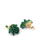 Women's Green Cluster Beads Stone Dazzling Austrian Diamonds Statement Jhumka Earring