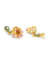 Women's Purple Beads Green Meenakari Dazzling Stones Bridal Necklace Earring and Maangtikka Set
