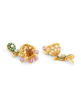 Women's Purple Beads Green Meenakari Dazzling Stones Traditional Jhumka Earring-ZPFK18191
