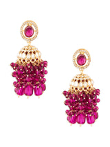 Women's Purple Stone Dazzling Austrian Diamonds Clustered Beads Drop Jhumka Earring-ZPFK18192