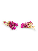 Women's Purple Stone Dazzling Austrian Diamonds Clustered Beads Drop Jhumka Earring-ZPFK18192