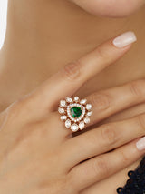 Women's Green Dazzling Cubic Zirconia Contemporary Adjustable Ring