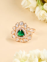 Women's Green Dazzling Cubic Zirconia Contemporary Adjustable Ring