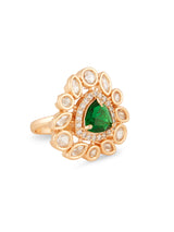 Women's Green Dazzling Cubic Zirconia Contemporary Adjustable Ring