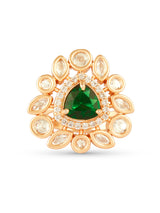 Women's Green Dazzling Cubic Zirconia Contemporary Adjustable Ring