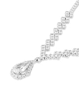 Women's Silver Tone Dazzling Austrian Diamonds Embellished Contemporary Necklace and Earring Set