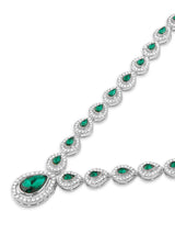 Women's Green Dazzling Austrian Diamonds Embellished Contemporary Necklace and Earring Set