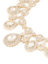 Women's Gold Tone Dazzling Stones Austrian Diamonds Necklace Earring and Maangtikka Set