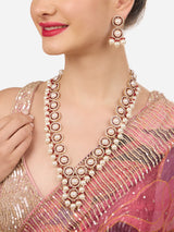 Women's Red Meenakari Beads Pearls Embellished Necklace & Earring Set-ZPFK18240