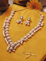 Women's Red Meenakari Beads Pearls Embellished Necklace & Earring Set-ZPFK18240