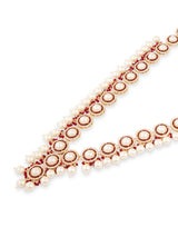 Women's Red Meenakari Beads Pearls Embellished Necklace & Earring Set-ZPFK18240