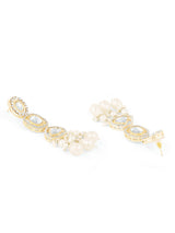 Women's Gold Tone Dazzling Stones Multistrand Beaded Bridal Layered Necklace Earring & Maangtikka Set-ZPFK18242