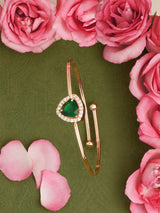 Women's Green Dazzling Cubic Zirconia Contemporary Bangle Style Kada Bracelet