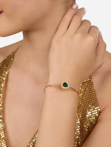 Women's Green Dazzling Cubic Zirconia Contemporary Bangle Style Kada Bracelet