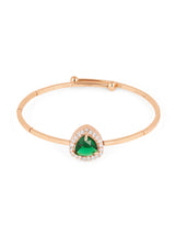 Women's Green Dazzling Cubic Zirconia Contemporary Bangle Style Kada Bracelet