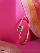 Women's Green Cubic Zirconia Contemporary Dazzling Bangle Style Kada Bracelet-ZPFK18388