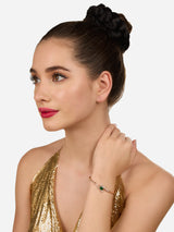 Women's Green Cubic Zirconia Contemporary Dazzling Bangle Style Kada Bracelet-ZPFK18388