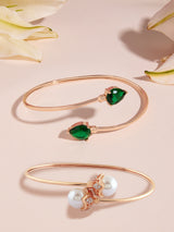 Women's Rose Gold Tone Contemporary Bangle Style Kada Bracelet - Set of 2
