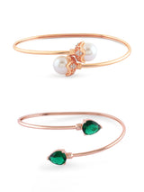 Women's Rose Gold Tone Contemporary Bangle Style Kada Bracelet - Set of 2