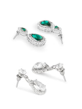 Women's Green White Austrian Diamonds Embellished Necklace and Earring Sets - Set of 2