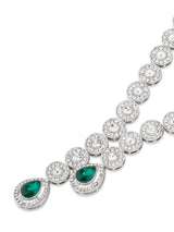 Women's Green Dazzling Austrian Diamonds Embellished Contemporary Necklace & Earring Set-ZPFK18851