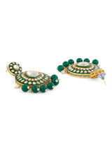 Women's Green Meenakari Dazzling Stones Beads Bridal Choker Necklace Earring and Maangtikka Set