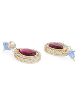 Women's Purple Dazzling Stones Austrian Diamonds Embellished Layered Necklace and Earring Set
