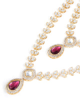 Women's Purple Dazzling Stones Austrian Diamonds Embellished Layered Necklace and Earring Set