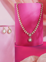 Women's Gold Tone Dazzling Stones Austrian Diamonds Embellished Necklace and Earring Set