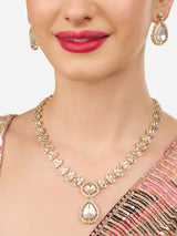 Women's Gold Tone Dazzling Stones Austrian Diamonds Embellished Necklace and Earring Set