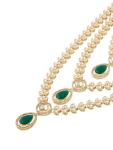 Women's Green Dazzling Stones Austrian Diamonds Embellished Layered Necklace and Earring Set