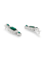 Women's Green Stones Dazzling Austrian Diamonds Contemporary Layered Necklace and Earring Set