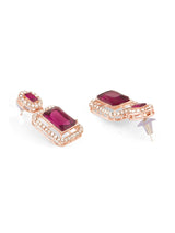 Women's Purple Stones Dazzling Austrian Diamonds Minimal Necklace & Earring Set