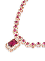 Women's Purple Stones Dazzling Austrian Diamonds Minimal Necklace & Earring Set