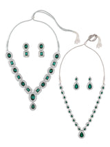 Women's Green Stones Austrian Diamonds Necklaces & Earrings - Set of 2