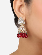 Women's Multicolor Stones Cluster Beads Drop Statement Jhumki Earrings - Set of 2