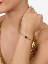 Women's Green Dazzling Cubic Zirconia Contemporary Kada Style Bracelets - Set of 2