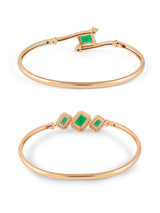Women's Green Dazzling Cubic Zirconia Contemporary Kada Style Bracelets - Set of 2