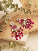 Women's Rani Pink Stones Beads Horse Design Ethnic Dangle Earring