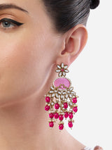Women's Rani Pink Stones Beads Horse Design Ethnic Dangle Earring