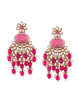 Women's Rani Pink Stones Beads Horse Design Ethnic Dangle Earring