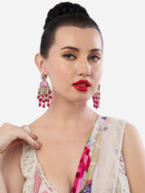 Women's Rani Pink Stones Beads Horse Design Ethnic Dangle Earring