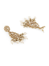 Women's Antique Gold Tone Kundan & Pearls Embellished Dangler Earring-ZPFK19030