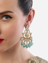 Women's Pastel Blue Cluster Beads Dazzling Stones Embellished Antique Tone Dangler Earring-ZPFK19033