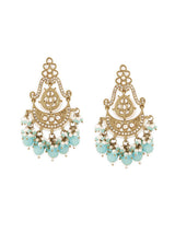 Women's Pastel Blue Cluster Beads Dazzling Stones Embellished Antique Tone Dangler Earring-ZPFK19033