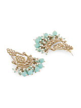 Women's Pastel Blue Cluster Beads Dazzling Stones Embellished Antique Tone Dangler Earring-ZPFK19033